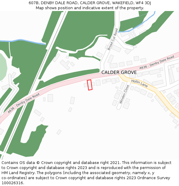 607B, DENBY DALE ROAD, CALDER GROVE, WAKEFIELD, WF4 3DJ: Location map and indicative extent of plot