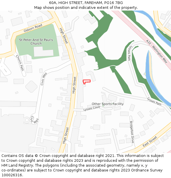 60A, HIGH STREET, FAREHAM, PO16 7BG: Location map and indicative extent of plot