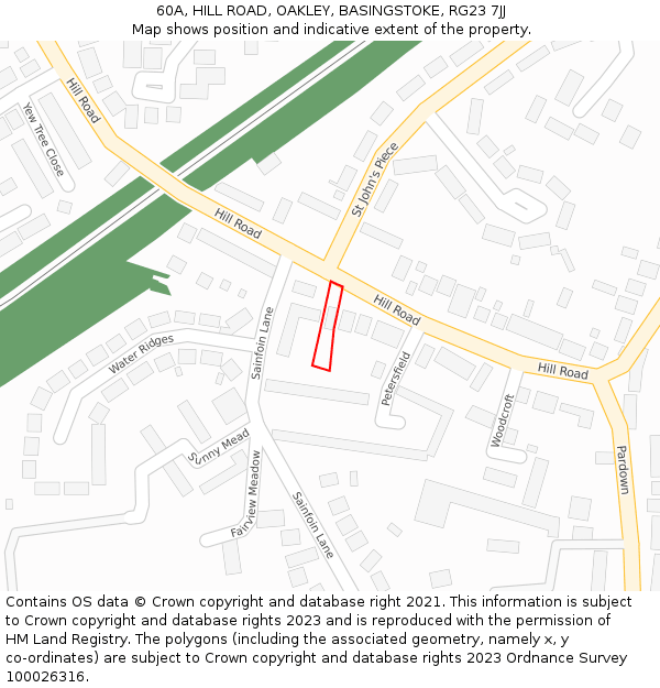 60A, HILL ROAD, OAKLEY, BASINGSTOKE, RG23 7JJ: Location map and indicative extent of plot