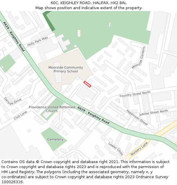60C, KEIGHLEY ROAD, HALIFAX, HX2 8AL: Location map and indicative extent of plot