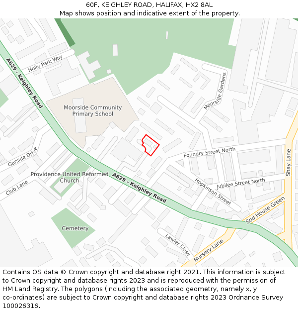 60F, KEIGHLEY ROAD, HALIFAX, HX2 8AL: Location map and indicative extent of plot