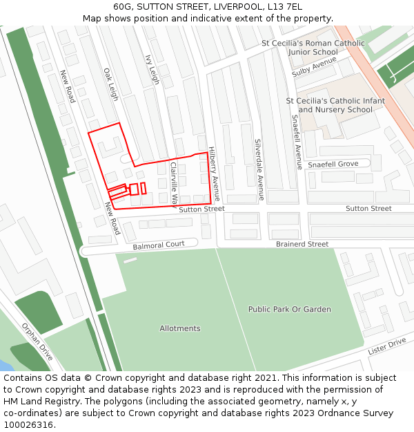 60G, SUTTON STREET, LIVERPOOL, L13 7EL: Location map and indicative extent of plot