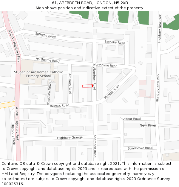 61, ABERDEEN ROAD, LONDON, N5 2XB: Location map and indicative extent of plot