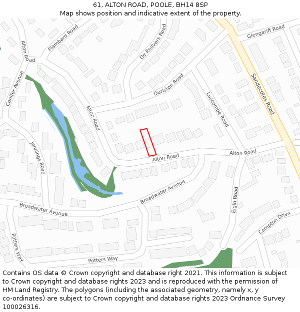 61, ALTON ROAD, POOLE, BH14 8SP: Location map and indicative extent of plot