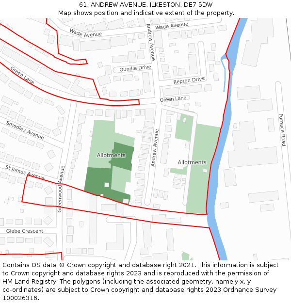 61, ANDREW AVENUE, ILKESTON, DE7 5DW: Location map and indicative extent of plot