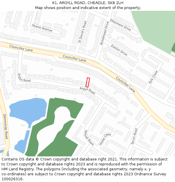 61, ARGYLL ROAD, CHEADLE, SK8 2LH: Location map and indicative extent of plot