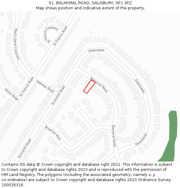 61, BALMORAL ROAD, SALISBURY, SP1 3PZ: Location map and indicative extent of plot