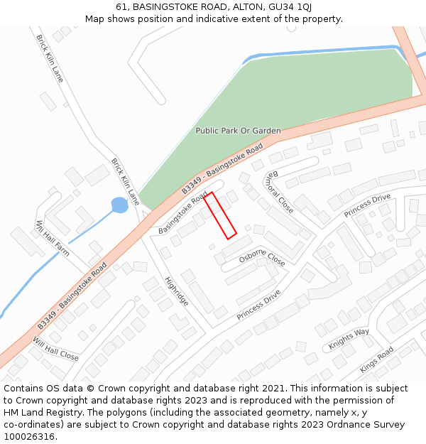 61, BASINGSTOKE ROAD, ALTON, GU34 1QJ: Location map and indicative extent of plot