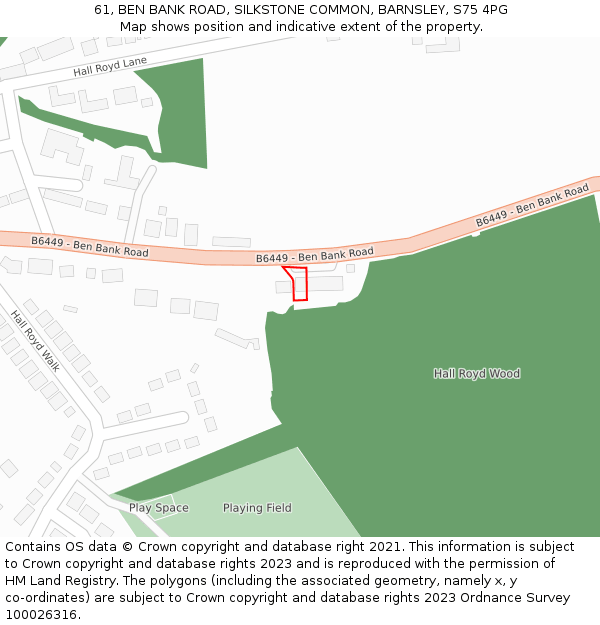 61, BEN BANK ROAD, SILKSTONE COMMON, BARNSLEY, S75 4PG: Location map and indicative extent of plot