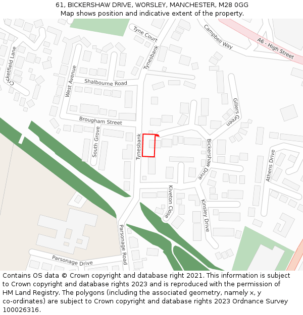 61, BICKERSHAW DRIVE, WORSLEY, MANCHESTER, M28 0GG: Location map and indicative extent of plot