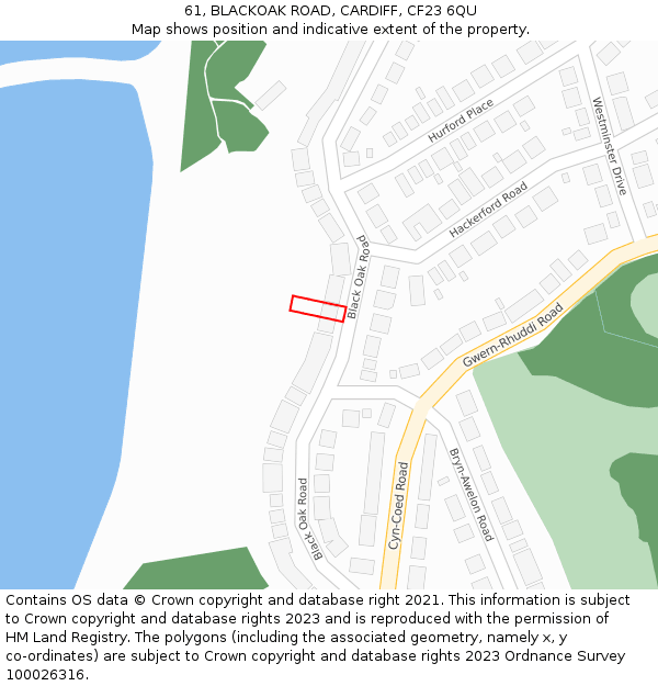 61, BLACKOAK ROAD, CARDIFF, CF23 6QU: Location map and indicative extent of plot
