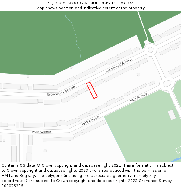 61, BROADWOOD AVENUE, RUISLIP, HA4 7XS: Location map and indicative extent of plot