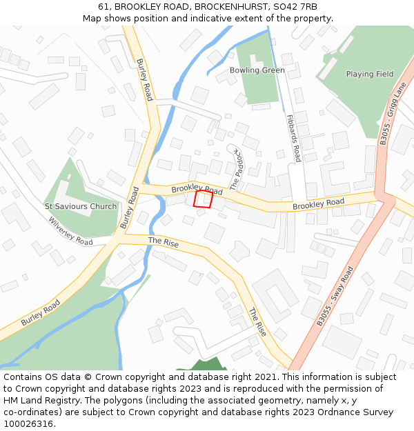 61, BROOKLEY ROAD, BROCKENHURST, SO42 7RB: Location map and indicative extent of plot