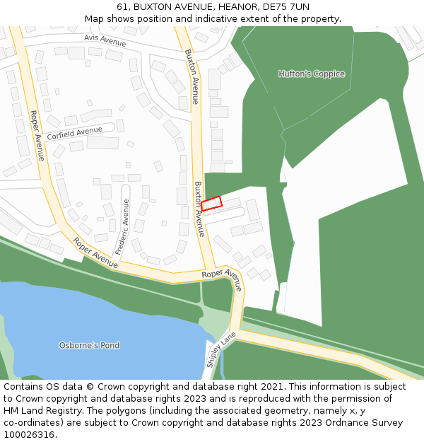61, BUXTON AVENUE, HEANOR, DE75 7UN: Location map and indicative extent of plot