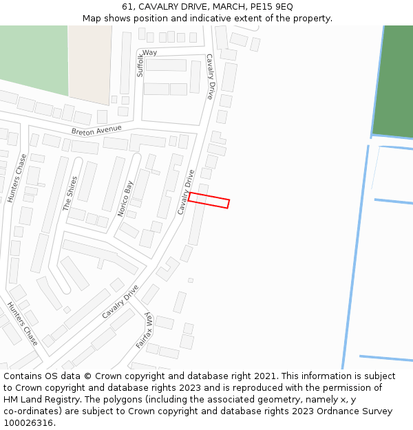 61, CAVALRY DRIVE, MARCH, PE15 9EQ: Location map and indicative extent of plot