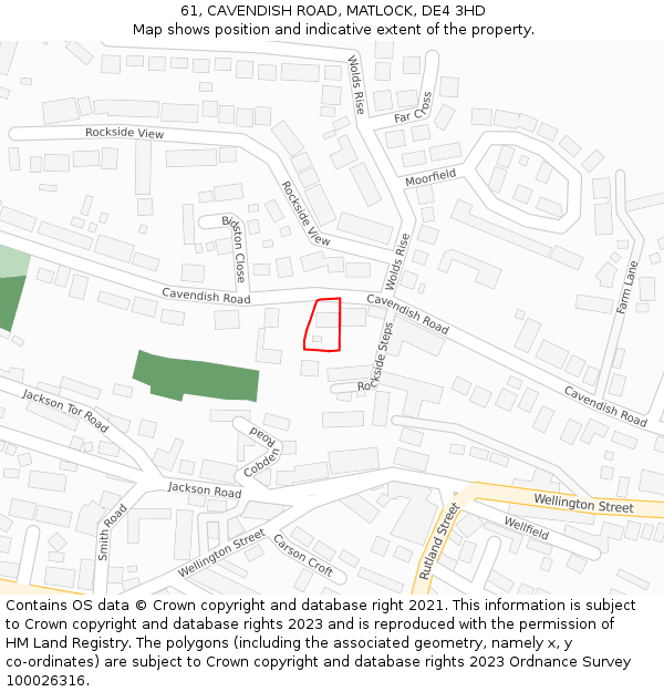61, CAVENDISH ROAD, MATLOCK, DE4 3HD: Location map and indicative extent of plot