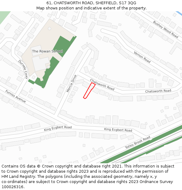 61, CHATSWORTH ROAD, SHEFFIELD, S17 3QG: Location map and indicative extent of plot