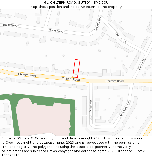 61, CHILTERN ROAD, SUTTON, SM2 5QU: Location map and indicative extent of plot