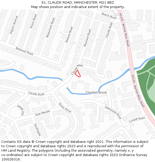 61, CLAUDE ROAD, MANCHESTER, M21 8BZ: Location map and indicative extent of plot