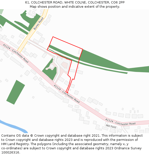 61, COLCHESTER ROAD, WHITE COLNE, COLCHESTER, CO6 2PP: Location map and indicative extent of plot