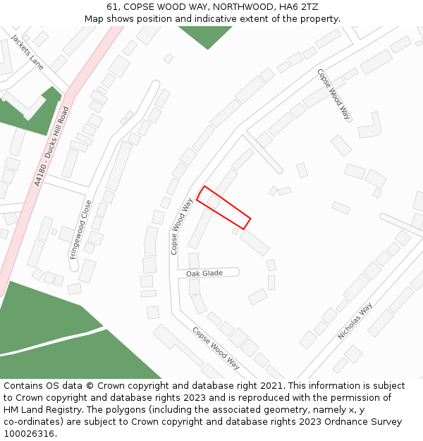 61, COPSE WOOD WAY, NORTHWOOD, HA6 2TZ: Location map and indicative extent of plot