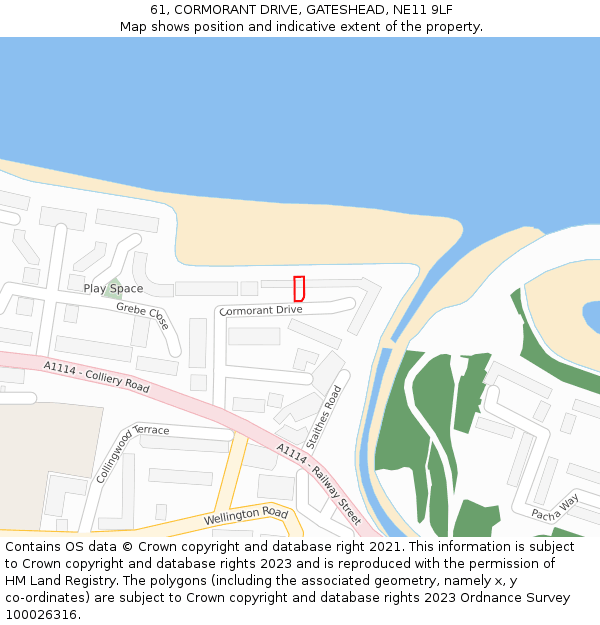 61, CORMORANT DRIVE, GATESHEAD, NE11 9LF: Location map and indicative extent of plot
