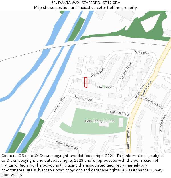 61, DANTA WAY, STAFFORD, ST17 0BA: Location map and indicative extent of plot