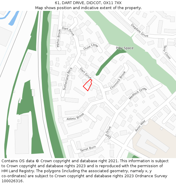 61, DART DRIVE, DIDCOT, OX11 7XX: Location map and indicative extent of plot