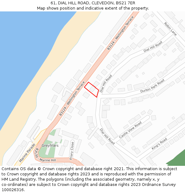 61, DIAL HILL ROAD, CLEVEDON, BS21 7ER: Location map and indicative extent of plot