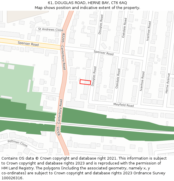 61, DOUGLAS ROAD, HERNE BAY, CT6 6AQ: Location map and indicative extent of plot