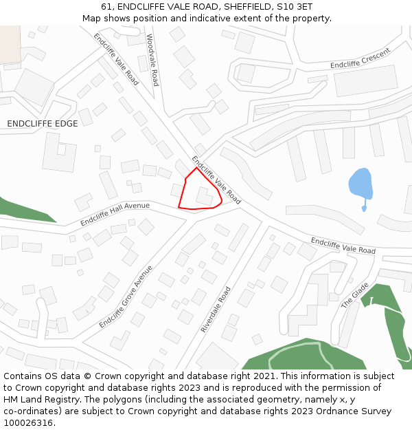 61, ENDCLIFFE VALE ROAD, SHEFFIELD, S10 3ET: Location map and indicative extent of plot