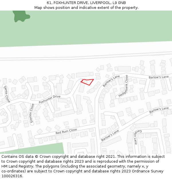 61, FOXHUNTER DRIVE, LIVERPOOL, L9 0NB: Location map and indicative extent of plot