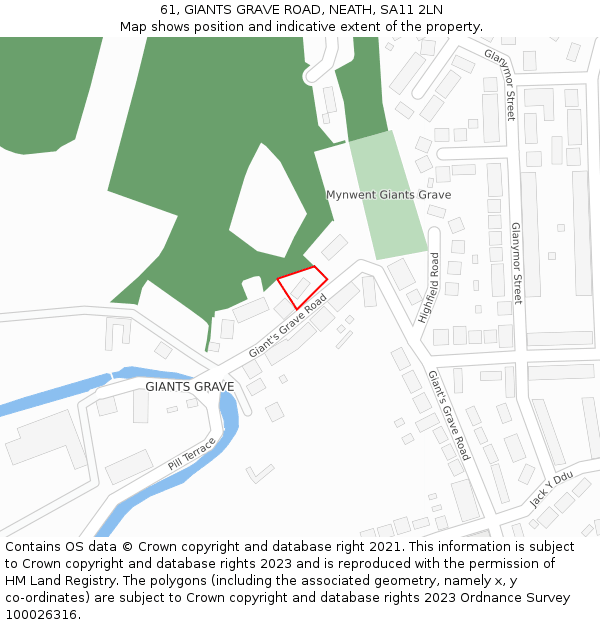 61, GIANTS GRAVE ROAD, NEATH, SA11 2LN: Location map and indicative extent of plot