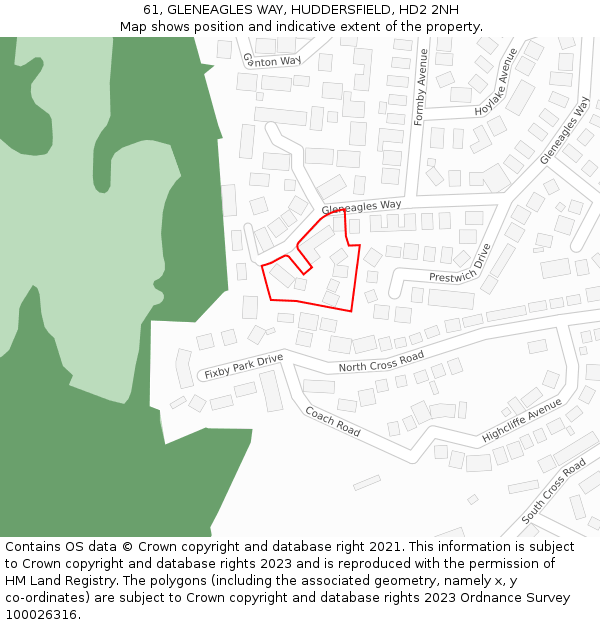 61, GLENEAGLES WAY, HUDDERSFIELD, HD2 2NH: Location map and indicative extent of plot