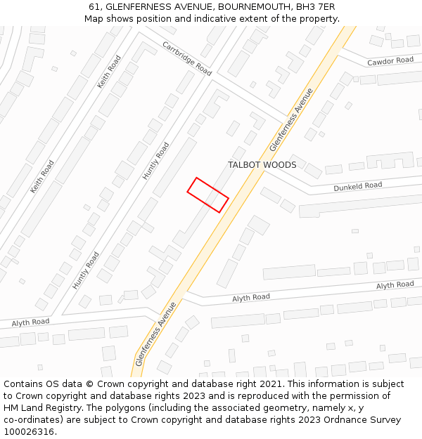 61, GLENFERNESS AVENUE, BOURNEMOUTH, BH3 7ER: Location map and indicative extent of plot
