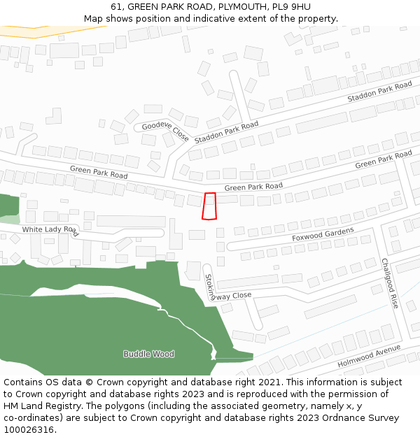 61, GREEN PARK ROAD, PLYMOUTH, PL9 9HU: Location map and indicative extent of plot