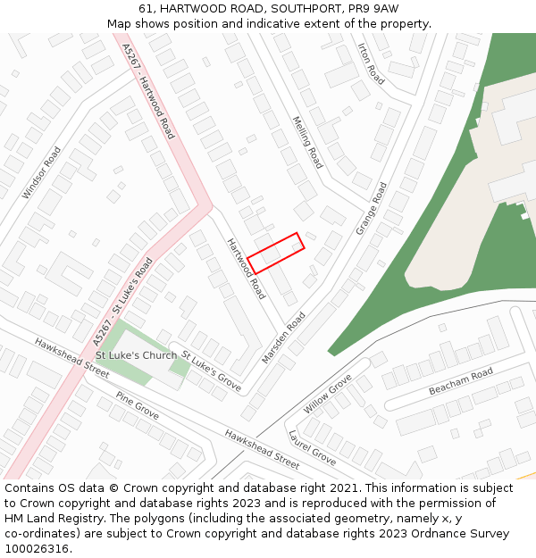 61, HARTWOOD ROAD, SOUTHPORT, PR9 9AW: Location map and indicative extent of plot