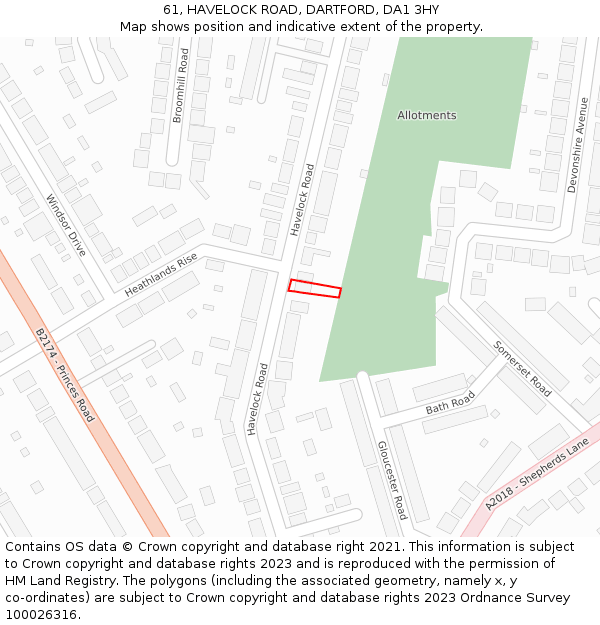 61, HAVELOCK ROAD, DARTFORD, DA1 3HY: Location map and indicative extent of plot