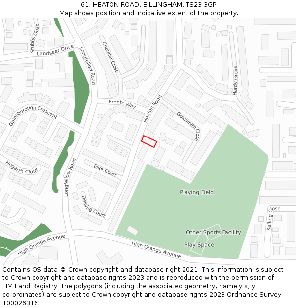 61, HEATON ROAD, BILLINGHAM, TS23 3GP: Location map and indicative extent of plot