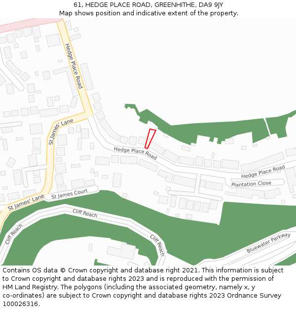 61, HEDGE PLACE ROAD, GREENHITHE, DA9 9JY: Location map and indicative extent of plot