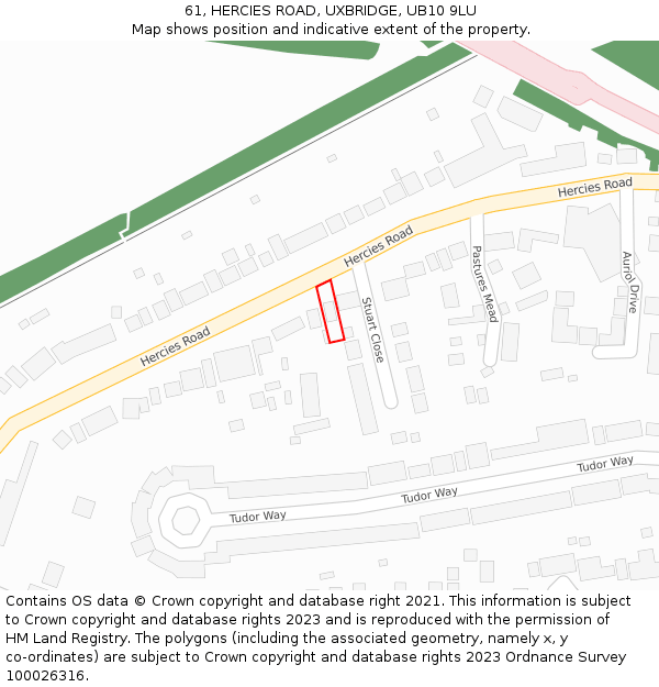 61, HERCIES ROAD, UXBRIDGE, UB10 9LU: Location map and indicative extent of plot