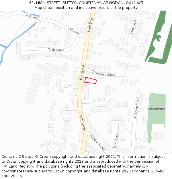 61, HIGH STREET, SUTTON COURTENAY, ABINGDON, OX14 4AT: Location map and indicative extent of plot