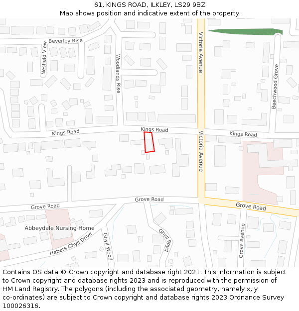 61, KINGS ROAD, ILKLEY, LS29 9BZ: Location map and indicative extent of plot