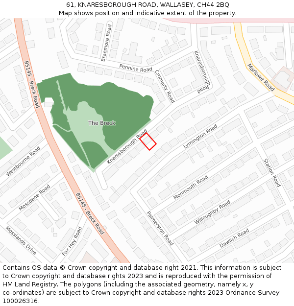 61, KNARESBOROUGH ROAD, WALLASEY, CH44 2BQ: Location map and indicative extent of plot