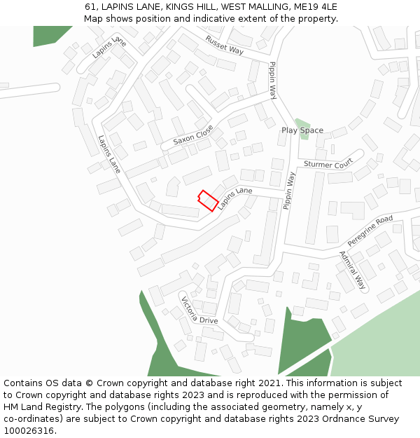 61, LAPINS LANE, KINGS HILL, WEST MALLING, ME19 4LE: Location map and indicative extent of plot