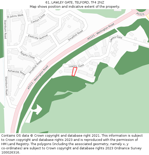 61, LAWLEY GATE, TELFORD, TF4 2NZ: Location map and indicative extent of plot