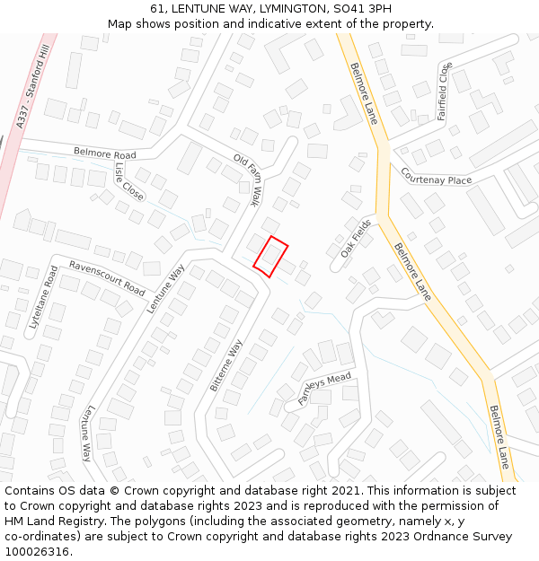 61, LENTUNE WAY, LYMINGTON, SO41 3PH: Location map and indicative extent of plot