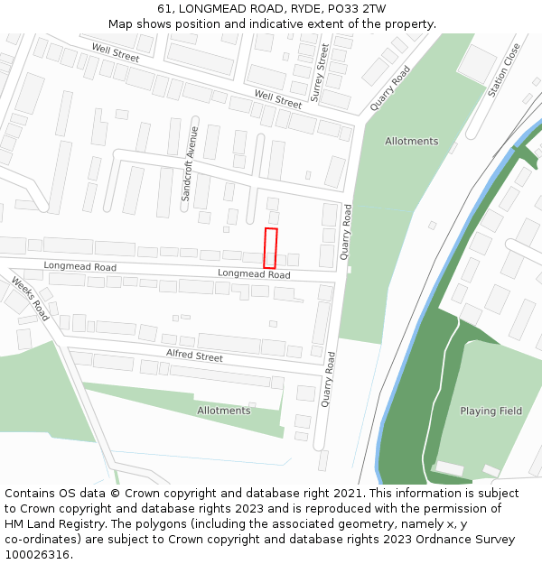 61, LONGMEAD ROAD, RYDE, PO33 2TW: Location map and indicative extent of plot