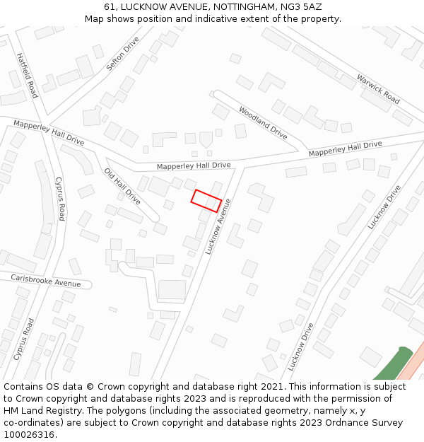 61, LUCKNOW AVENUE, NOTTINGHAM, NG3 5AZ: Location map and indicative extent of plot