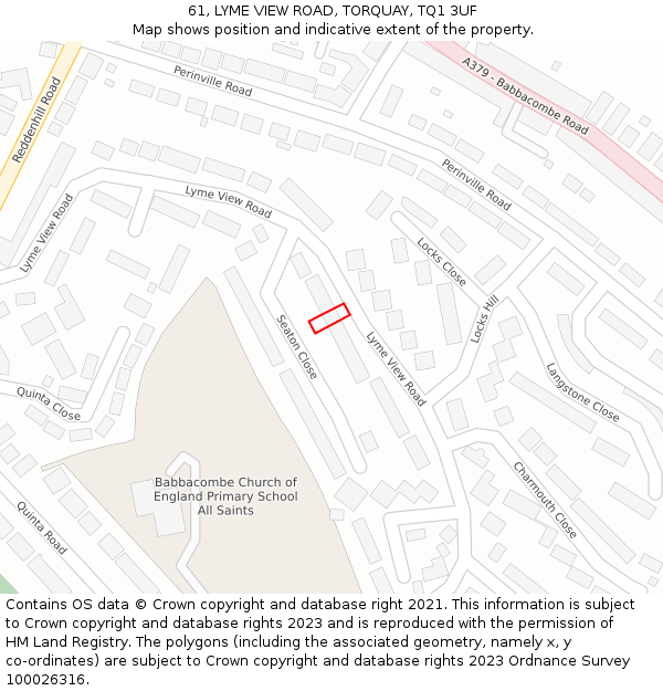 61, LYME VIEW ROAD, TORQUAY, TQ1 3UF: Location map and indicative extent of plot